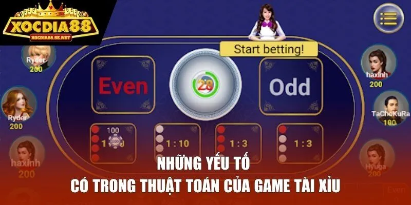 Những yếu tố có trong thuật toán của game tài xỉu